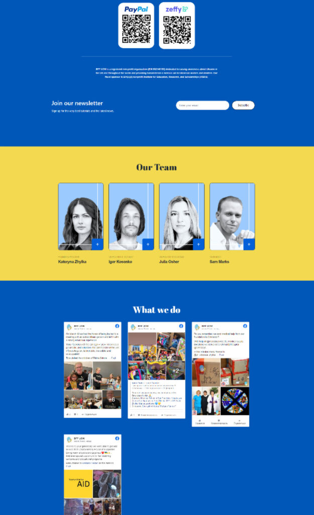 Brighter Future donation page supporting Ukrainian children