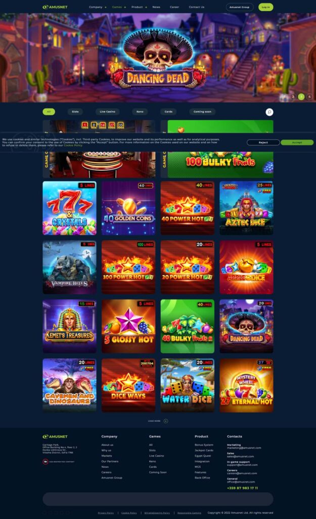 IMK 365 slot games portfolio section